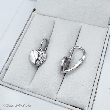 Bílé zlato miminkovské náušnice SRDCE